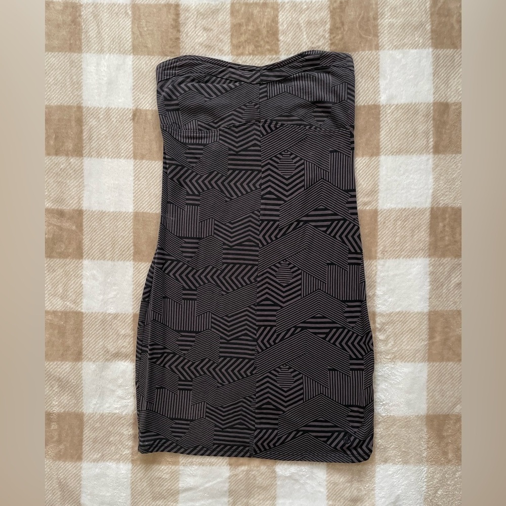 Volcom Strapless Tube Bodycon Black and Gray Geometric Dress